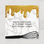 金ゴールドグリッター滴 | 白い大理石とウィスク スクエア名刺 (裏面)
