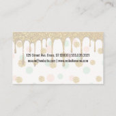 金ゴールドグリッター滴 |赤いキス |水玉模様 名刺 (裏面)