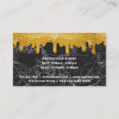 金ゴールドグリッター滴 |黒い大理石 |ウィスク 名刺 (裏面)