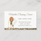 金ゴールドグリッター漫画メイドハウスクリーニングサービス 名刺 (正面)