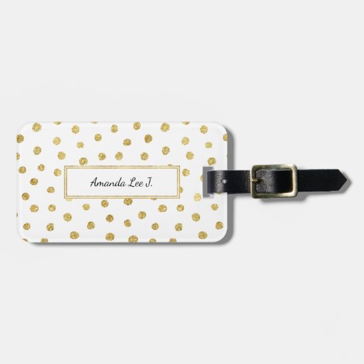 金ゴールドグリッター点 ラゲッジタグ (正面横)