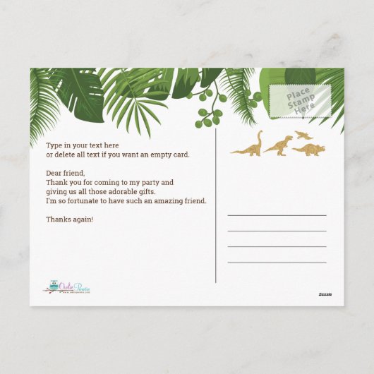 金ゴールドグリッター熱帯性サンキューカード シーズンポストカード (裏面)