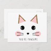 金ゴールドグリッター猫 ポストカード (正面/裏面)