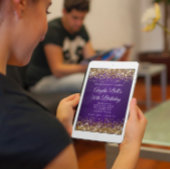 金ゴールドグリッター王室のパープルモノグラム50誕生日 招待状