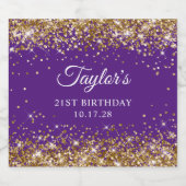 金ゴールドグリッター王室のパープル21歳の誕生日 ビールラベル (シングルラベル)