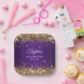 金ゴールドグリッター王室のパープル40とファブラス ペーパープレート (パーティー)