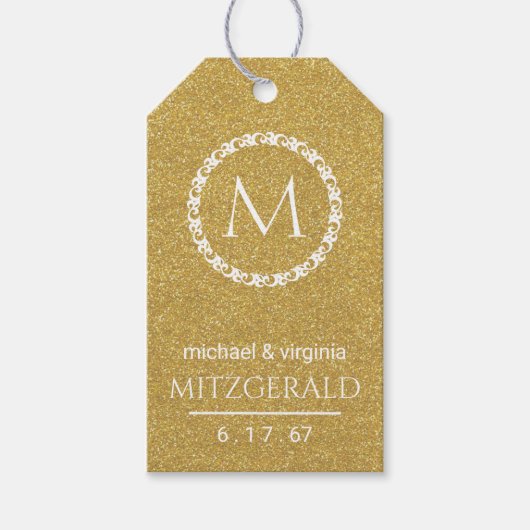 金ゴールドグリッター画像結婚50周年記念 ギフトタグ (正面)