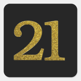 金ゴールドグリッター番号21ワイドフォント スクエアシール