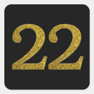 金ゴールドグリッター番号22ワイドフォント スクエアシール