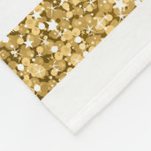 金ゴールドグリッター白ストライプ文字パターンモノグラム フリースブランケット (角)