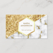 金ゴールドグリッター白大理石メイクアップアーティスト 名刺 (正面)