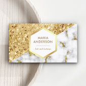 金ゴールドグリッター白大理石メイクアップアーティスト 名刺