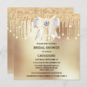 金ゴールドグリッター白弓きらめく灯 招待状 (正面/裏面)