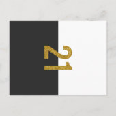 金ゴールドグリッター白黒と金ゴールド21歳の誕生日 インビテーションポストカード (裏面)