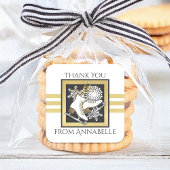 金ゴールドグリッター白黒アイススケートで滑る党賛成 スクエアシール