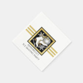 金ゴールドグリッター白黒アイススケートパーティー紙 スタンダードカクテルナプキン (角)