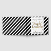 金ゴールドグリッター白黒ハッピーリタイア ゲストブック (全面)