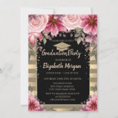 金ゴールドグリッター目盛りキャップストライプ、フローラ 招待状 (正面)