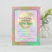 金ゴールドグリッター目盛りキャップ、ディスコボールカラフル。 招待状 (スタンド正面)