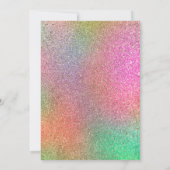 金ゴールドグリッター目盛りキャップ、ディスコボールカラフル。 招待状 (裏面)