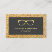 金ゴールドグリッター眼鏡アイドクターオプトメトリスト 名刺 (正面)