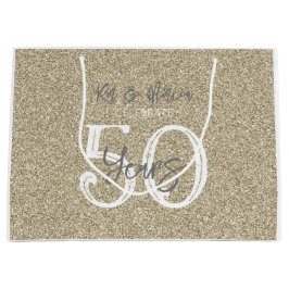 金ゴールドグリッター祝名50周年 ラージペーパーバッグ