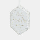 金ゴールドグリッター私たちの初めてのクリスマスミスター&ミセス・スクリプト ガラスオーナメント (正面左)