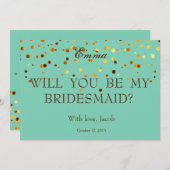 金ゴールドグリッター私の花嫁招待状 招待状 (正面/裏面)