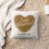 金ゴールドグリッター私は美しいハート装飾用クッション クッション (ブランケット)