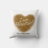 金ゴールドグリッター私は美しいハート装飾用クッション クッション (裏面)