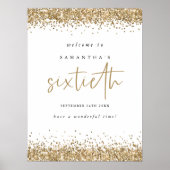 金ゴールドグリッター第60回バースデーパーティー歓迎ポスター ポスター (正面)