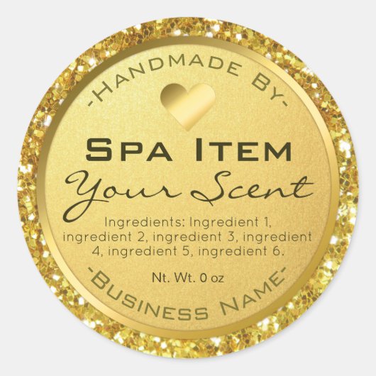 金ゴールドグリッター箔浴スパ石鹸及びスクラブ ラウンドシール (正面)