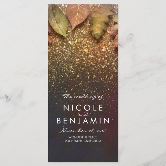 金ゴールドグリッター紅葉ヴィンテージウェディングプログラム プログラム (正面)