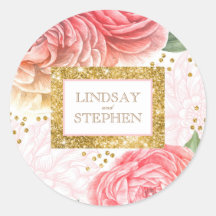 金ゴールドグリッター紙吹雪とピンクの花水色