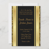 金ゴールドグリッター紙吹雪とブラックエレガンス 招待状 (正面)