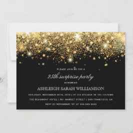 金ゴールドグリッター紙吹雪とライト | サプライズパーティー 招待状