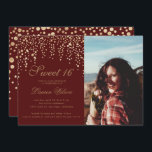 金ゴールドグリッター紙吹雪の赤いsweet sixteen写真 招待状<br><div class="desc">全ては金ゴールドとグリッター来で、それは甘い16歳の誕生日のための大きな誕生祝いに。非常にエレガントと複数の色でスタイリッシュと、あなたの独自の写真で、この招待は覚えておくためにあるのである。すべての情報は、お好みのフォントと色でカスタマイズ可能。あなたの楽しむ夢の招待を持つことができるようにカスタマイズ。</div>