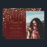 金ゴールドグリッター紙吹雪の赤いsweet sixteen写真 招待状<br><div class="desc">全ては金ゴールドとグリッター来で、それは甘い16歳の誕生日のための大きな誕生祝いに。非常にエレガントと複数の色でスタイリッシュと、あなたの独自の写真で、この招待は覚えておくためにあるのである。すべての情報は、お好みのフォントと色でカスタマイズ可能。あなたの楽しむ夢の招待を持つことができるようにカスタマイズ。</div>