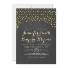 金ゴールドグリッター紙吹雪の黒板結婚式の招待