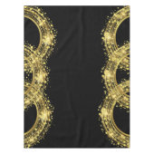 金ゴールドグリッター紙吹雪インラウンドオンブラック テーブルクロス (正面)