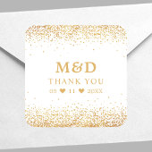 金ゴールドグリッター紙吹雪エレガントなウェディングサンキュー スクエアシール