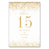 金ゴールドグリッター紙吹雪エレガントウェディング テーブルナンバー (正面)