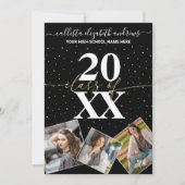 金ゴールドグリッター紙吹雪クラスの卒業写真 招待状 (正面)