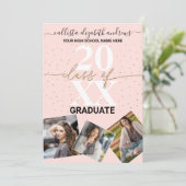 金ゴールドグリッター紙吹雪クラス卒業写真An 案内状 (スタンド正面)