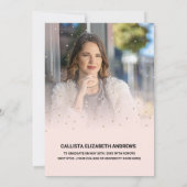 金ゴールドグリッター紙吹雪クラス卒業写真An 案内状 (裏面)