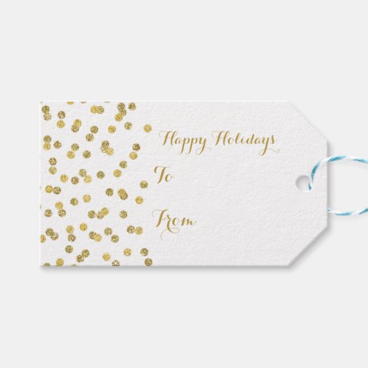 金ゴールドグリッター紙吹雪クリスマスギフトタグ ギフトタグ (正面(横))