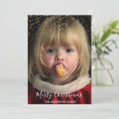 金ゴールドグリッター紙吹雪クリスマス写真 シーズンカード (スタンド正面)