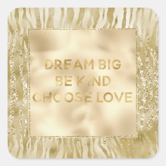 金ゴールドグリッター紙吹雪グリティージーゼブラドリーム スクエアシール (正面)