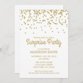 金ゴールドグリッター紙吹雪サプライズ誕生日パーティー 招待状 (正面/裏面)
