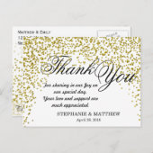 金ゴールドグリッター紙吹雪サンキューポストカード ポストカード (正面/裏面)